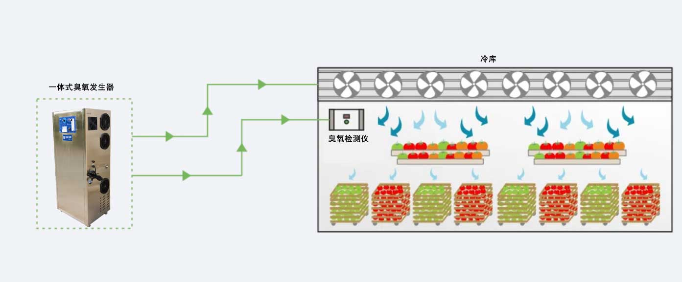 冷庫中的臭氧注入示意圖